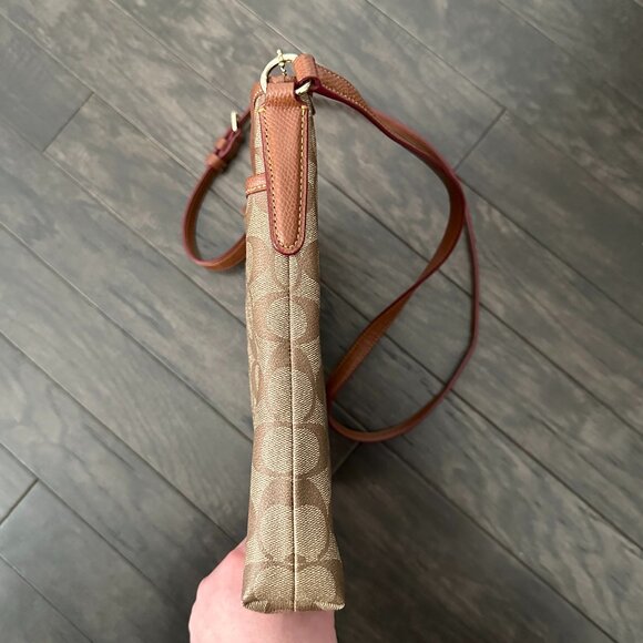 Coach Signature C File Khaki & Brown Canvas Crossbody Bag - Picture 8 of 12